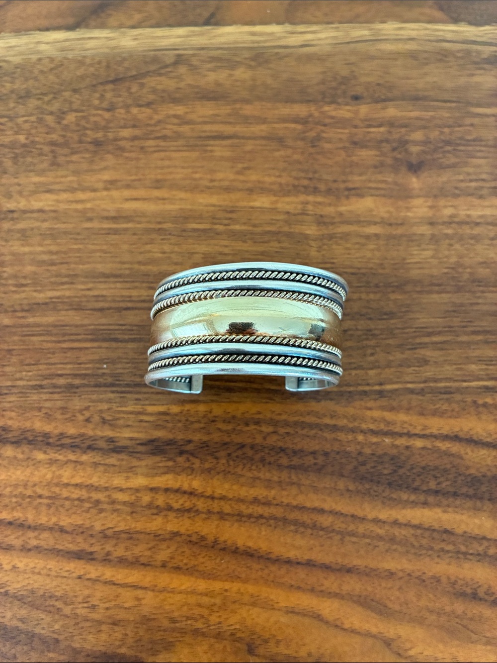 Navajo TAHE Sterling Silver and Gold-Filled Cuff